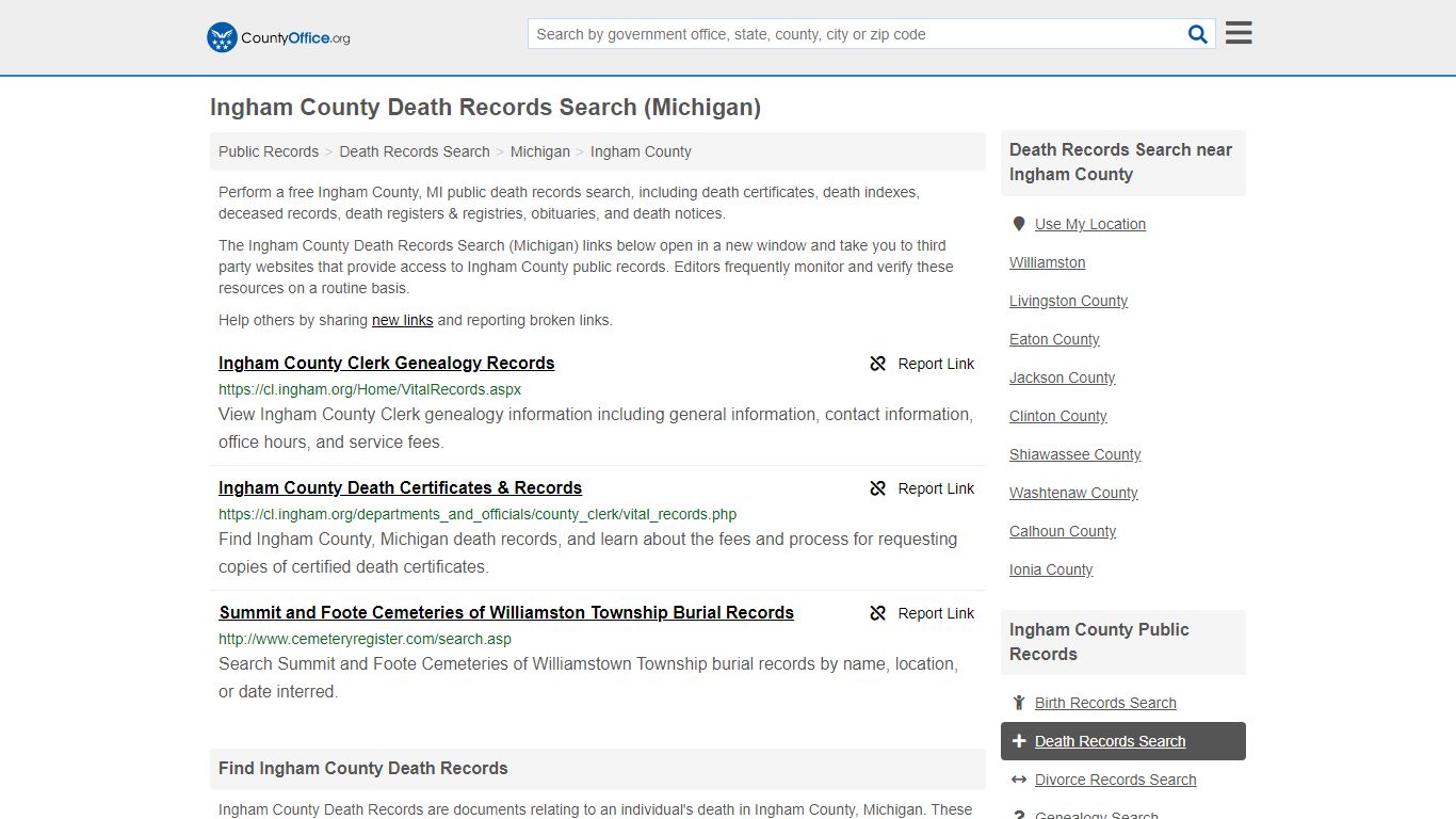 Death Records Search - Ingham County, MI (Death ...